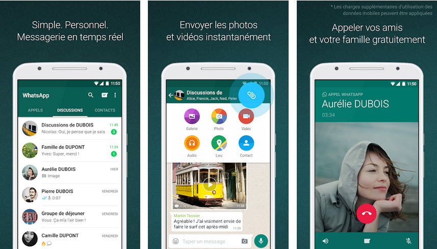 Capture d'écran WhatsApp Android Capture d'écran WhatsApp Android