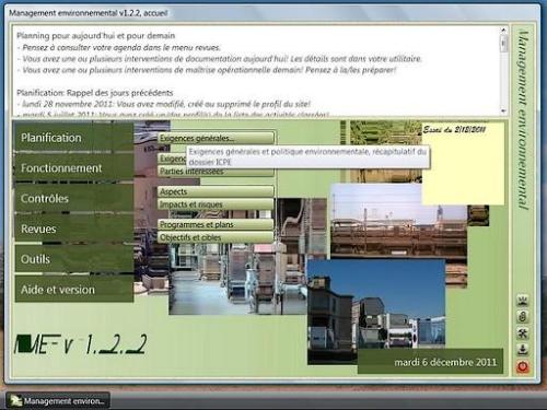 Capture d'écran Management environnemental