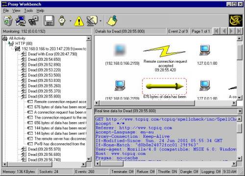 Capture d'écran Proxy Workbench Capture d'écran Proxy Workbench