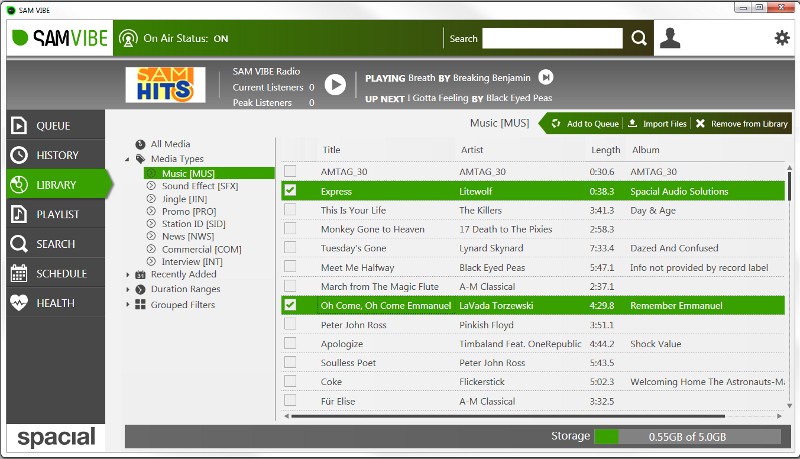Capture d'écran SAM Broadcaster Cloud 2018.10 Capture d'écran SAM Broadcaster Cloud 2018.10