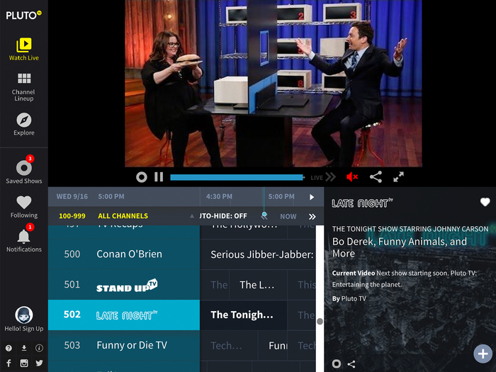 Capture d'écran PlutoTV Capture d'écran PlutoTV