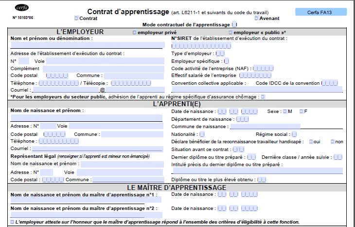 Capture d'écran Modèle de contrat d’apprentissage Capture d'écran Modèle de contrat d’apprentissage
