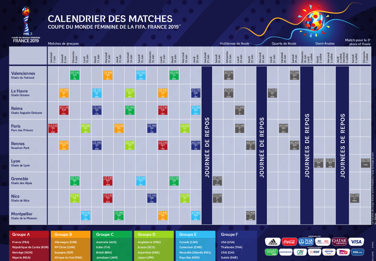 Capture d'écran Calendrier Coupe du Monde féminine de football 2019 Capture d'écran Calendrier Coupe du Monde féminine de football 2019