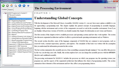 Capture d'écran MASM Programmers Guide Capture d'écran MASM Programmers Guide