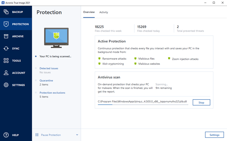 Capture d'écran Acronis True Image Capture d'écran Acronis True Image