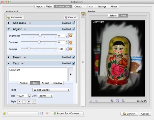 Capture d'écran XnConvert Capture d'écran XnConvert