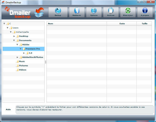 Capture d'écran Dmailer Backup