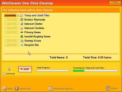 Capture d'écran WinCleaner OneClick CleanUp