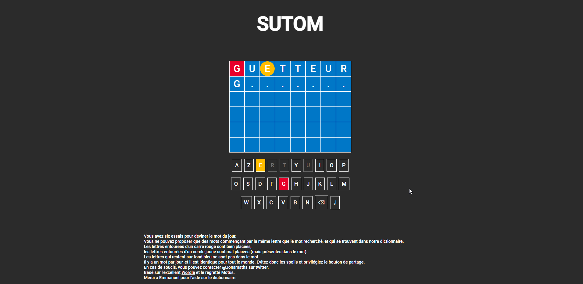 Sutom Jouer en ligne Logitheque