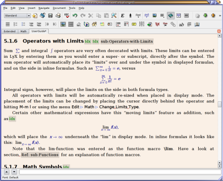 Capture d'écran LyX Linux Capture d'écran LyX Linux