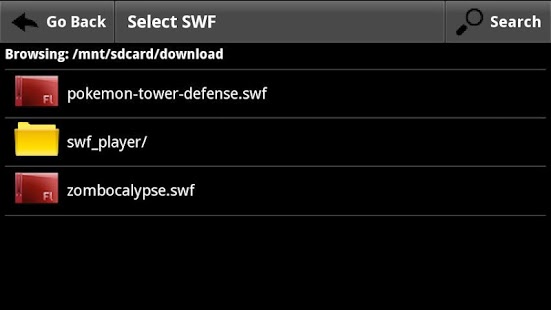 Capture d'écran SWF Player