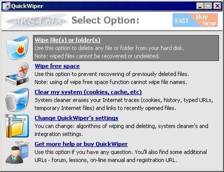 Capture d'écran QuickWiper Capture d'écran QuickWiper