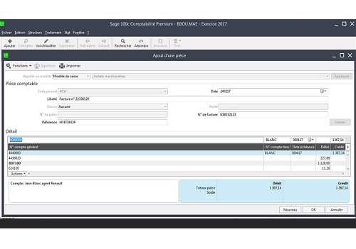 Capture d'écran Sage 100cloud Comptabilité Capture d'écran Sage 100cloud Comptabilité