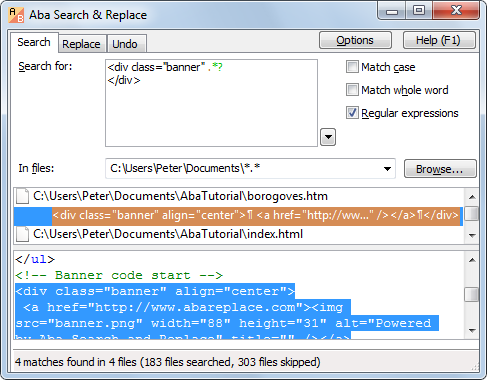 Capture d'écran Aba Search and Replace Capture d'écran Aba Search and Replace