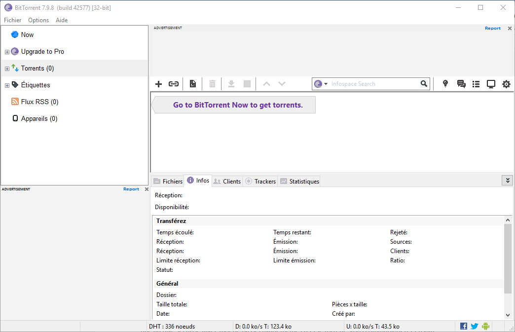 Capture d'écran BitTorrent Capture d'écran BitTorrent