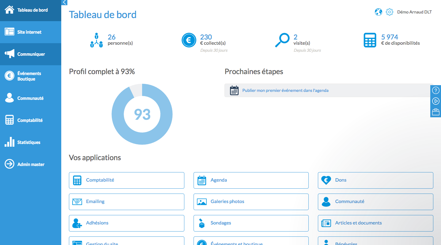 Capture d'écran AssoConnect – logiciel association Capture d'écran AssoConnect – logiciel association