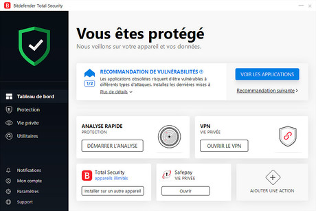Capture d'écran Bitdefender Total Security Multi Device 2020 Capture d'écran Bitdefender Total Security Multi Device 2020