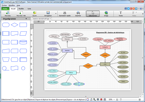 Capture d'écran ClickCharts – Logiciel de diagrammes Capture d'écran ClickCharts – Logiciel de diagrammes