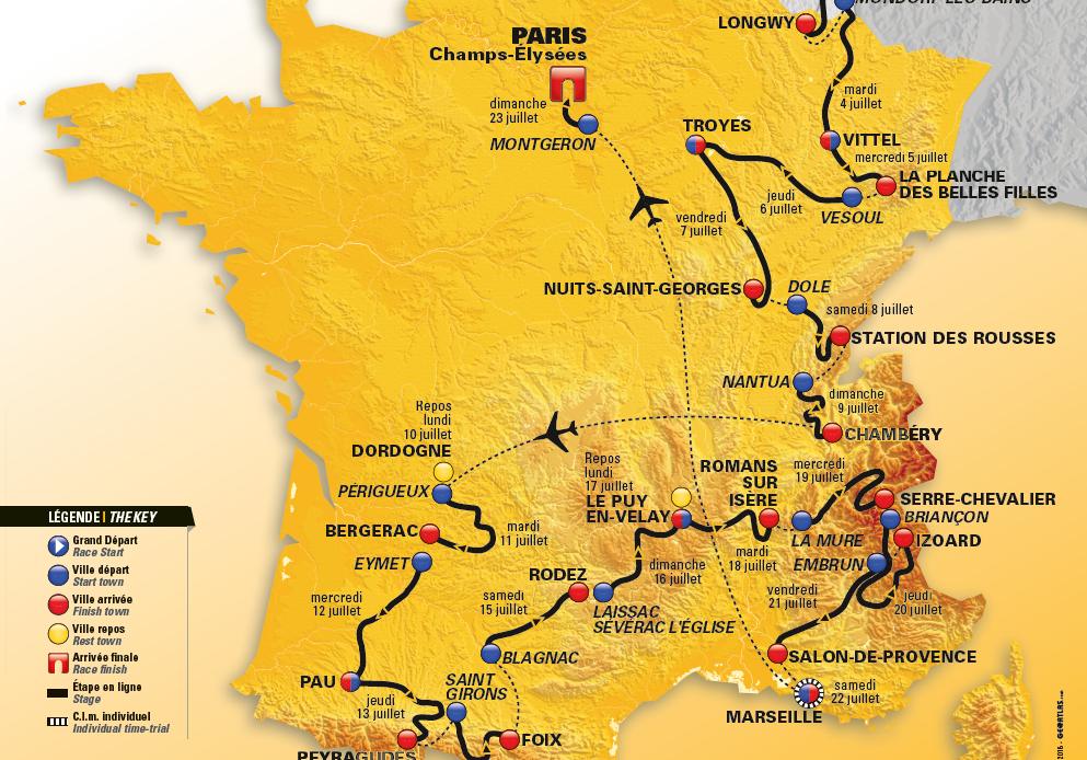 Capture d'écran Carte du tour de France 2017