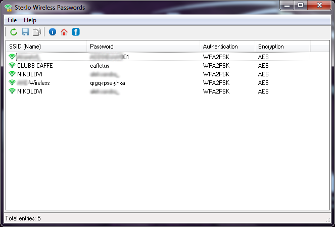Capture d'écran SterJo Wireless Passwords