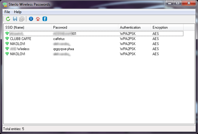 Capture d'écran SterJo Wireless Passwords Capture d'écran SterJo Wireless Passwords