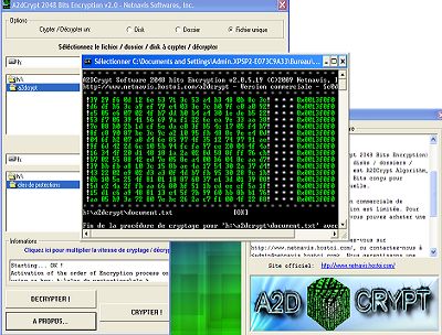 Capture d'écran A2DCrypt 2048 Bits v2.0