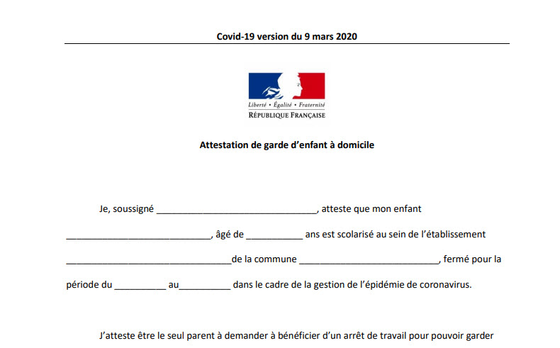 Attestation De Garde A Titre Onéreux Page