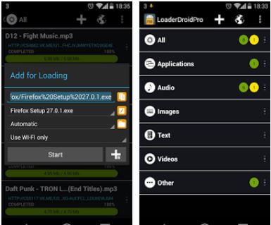 Capture d'écran Loader Droid Download Manager Android Capture d'écran Loader Droid Download Manager Android