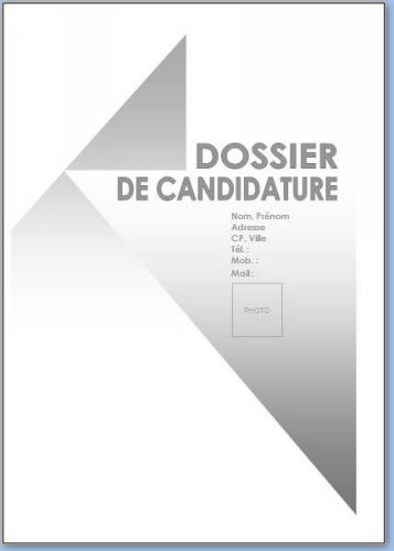 Page de garde dossier de candidature