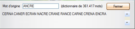 Capture d'écran anagramme Capture d'écran anagramme