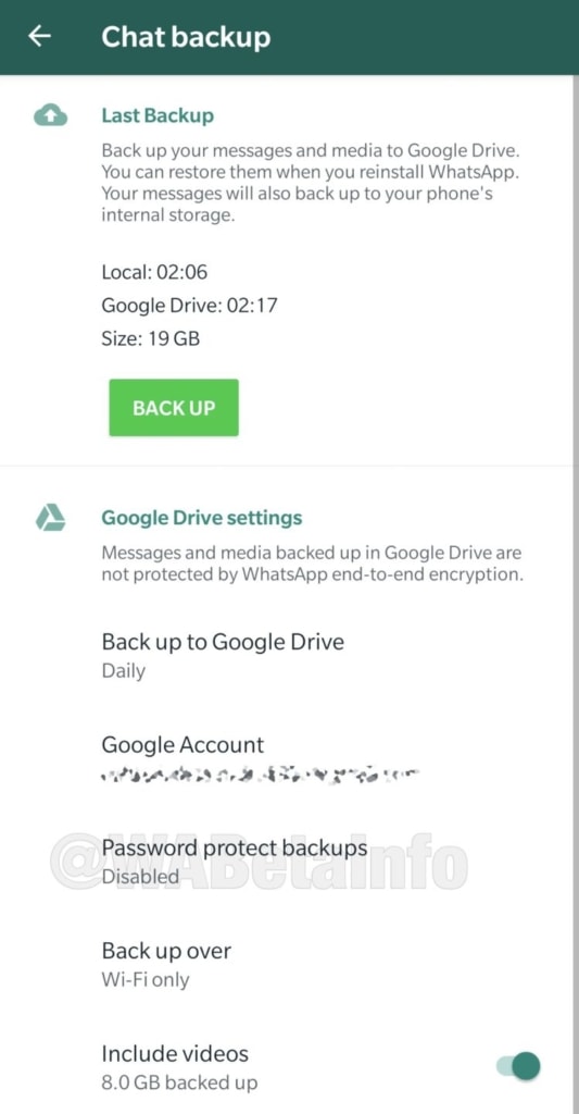 Whatsapp beta password backup