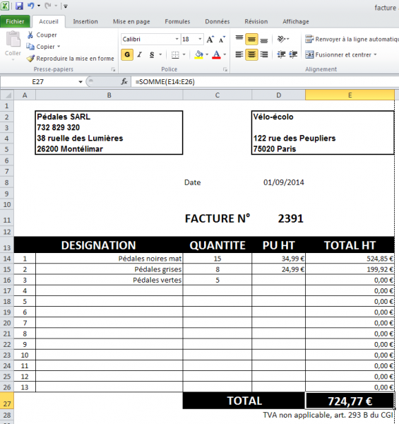 Download Modèle de facture pour auto-entrepreneur