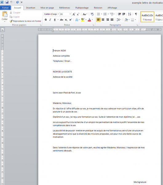 Descargar Exemple Lettre De Motivation Word Logitheque Espanol