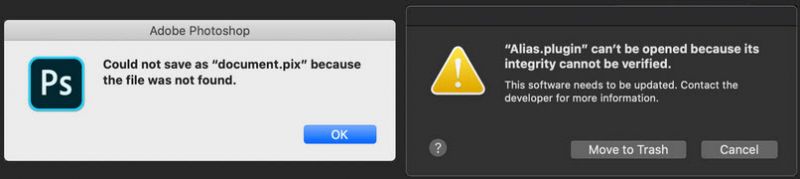 PHOTOSHOP ET MACOS CATALINA NE FONT PAS BON MÉNAGE (POUR L’INSTANT) Photoshop%20macOS%20Catalina%20issues