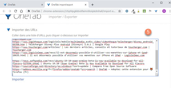 OUI, ON PEUT IMPORTER DES ONGLETS DE CHROME VERS FIREFOX ET INVERSEMENT Onetab%20import%20chrome