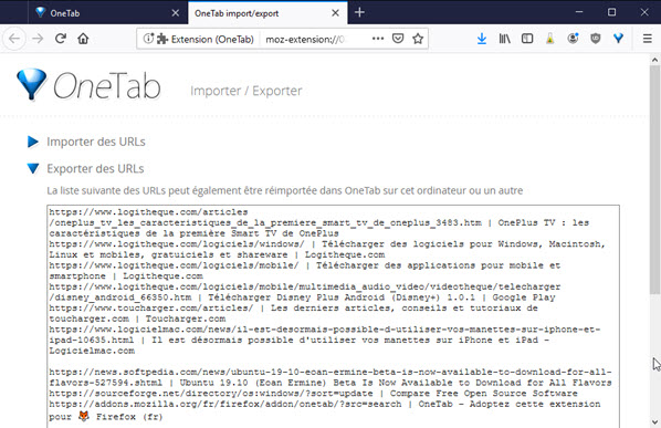 OUI, ON PEUT IMPORTER DES ONGLETS DE CHROME VERS FIREFOX ET INVERSEMENT Onetab%20firefox%202