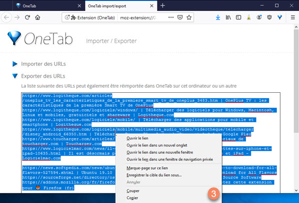OUI, ON PEUT IMPORTER DES ONGLETS DE CHROME VERS FIREFOX ET INVERSEMENT Onetab%20firefox%20copie