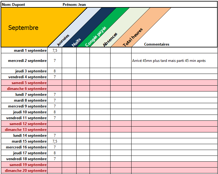 Application pour calculer les heures de travail