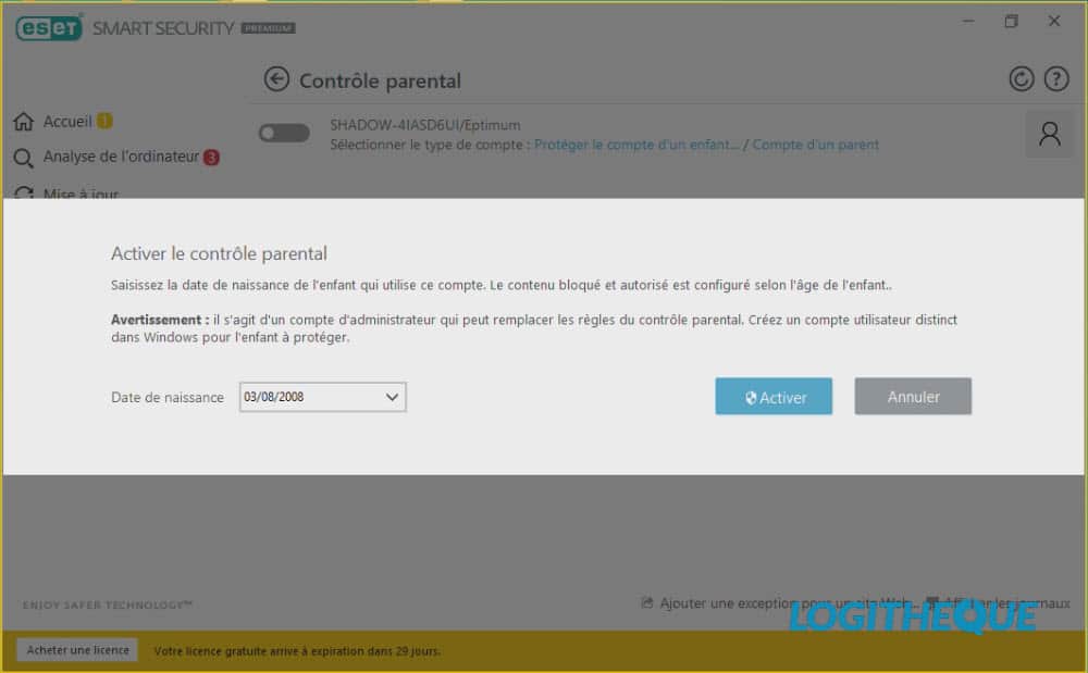 ESET Smart Security Premium contrôle parental