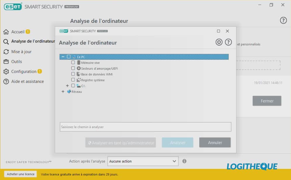 ESET Smart Security Premium type d'analyse