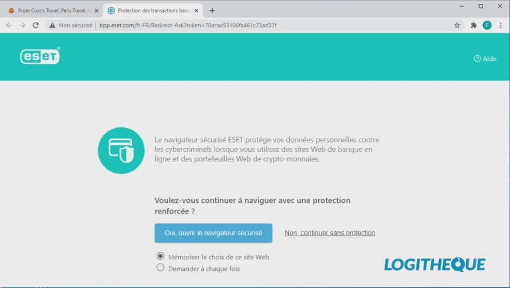 ESET Smart Security Premium alerte protection bancaire