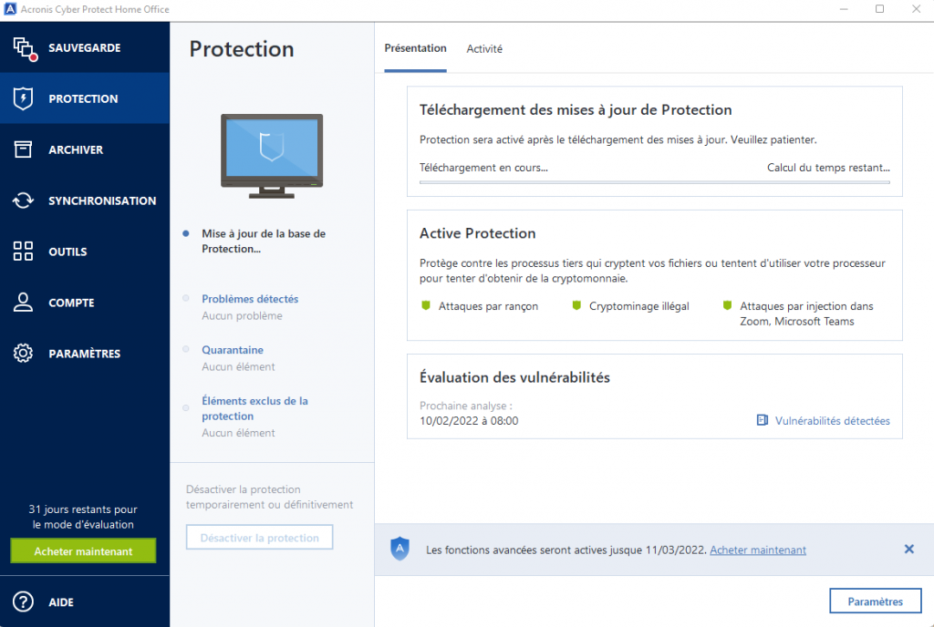 meilleur antivirus : Acronis Cyber Protect Home Office