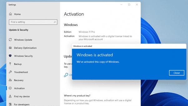 Activation simple et immédiate de Windows 11